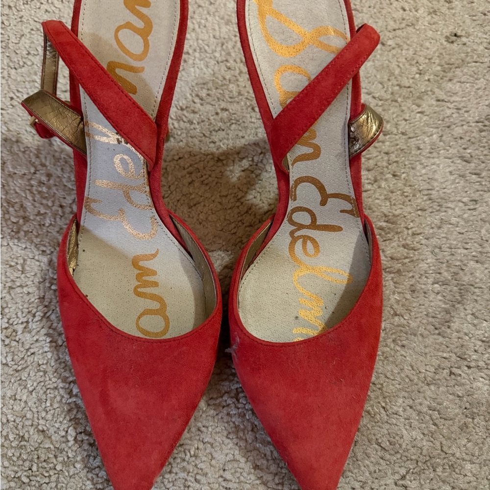 Sam Edelman Red Heels with Gold Accents